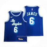 Camiseta Los Angeles Lakers LeBron James NO 6 Hardwood Classic 2021-2022 Azul